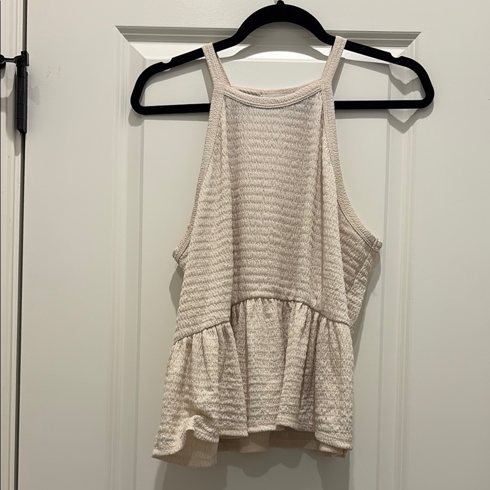 Cream Cropped Sleeveless Top